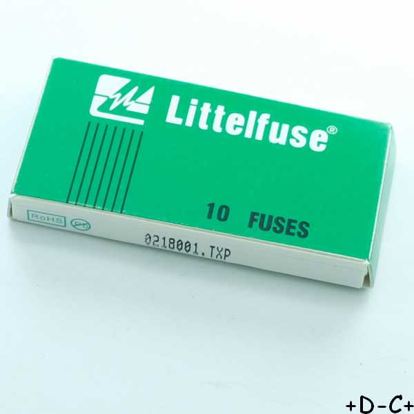Fusible 1A temporisé 5x20mm verre 250V 0218001TXP Littelfuse (boite de 10)
