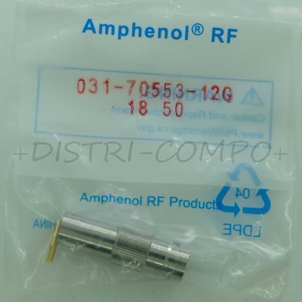 Fiche BNC femelle 75Ohm 12GHz à sertir L-5.5CUHD 031-70553-12G Amphenol