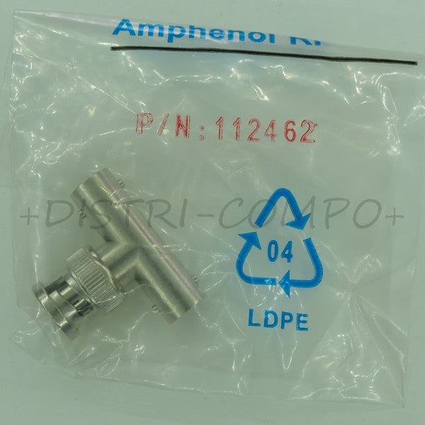 Adaptateur en TE BNC mâle vers 2 BNC femelles 75ohm 112462 Amphenol RF