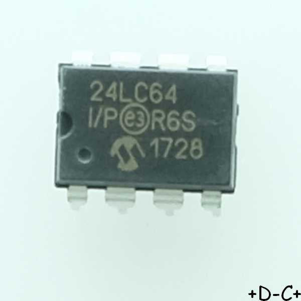 24LC64-I/P EEPROM I2C 64Kbit 8Kx8b 400kHz DIP-8 Microchip RoHS