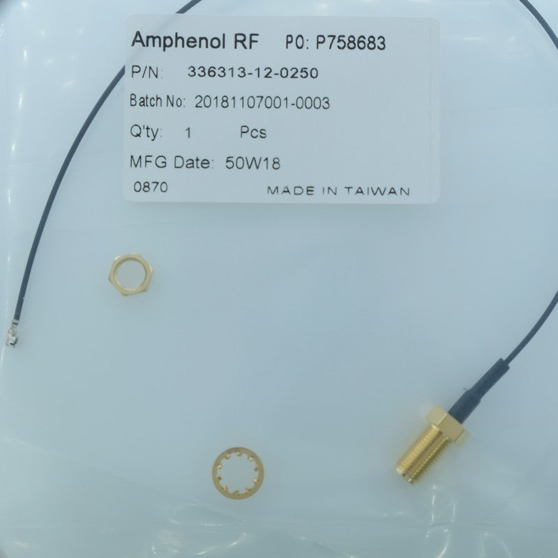 Cordon SMA femelle vers AMC mâle 25cm 336313-12-0250 Amphenol - Distri-Compo