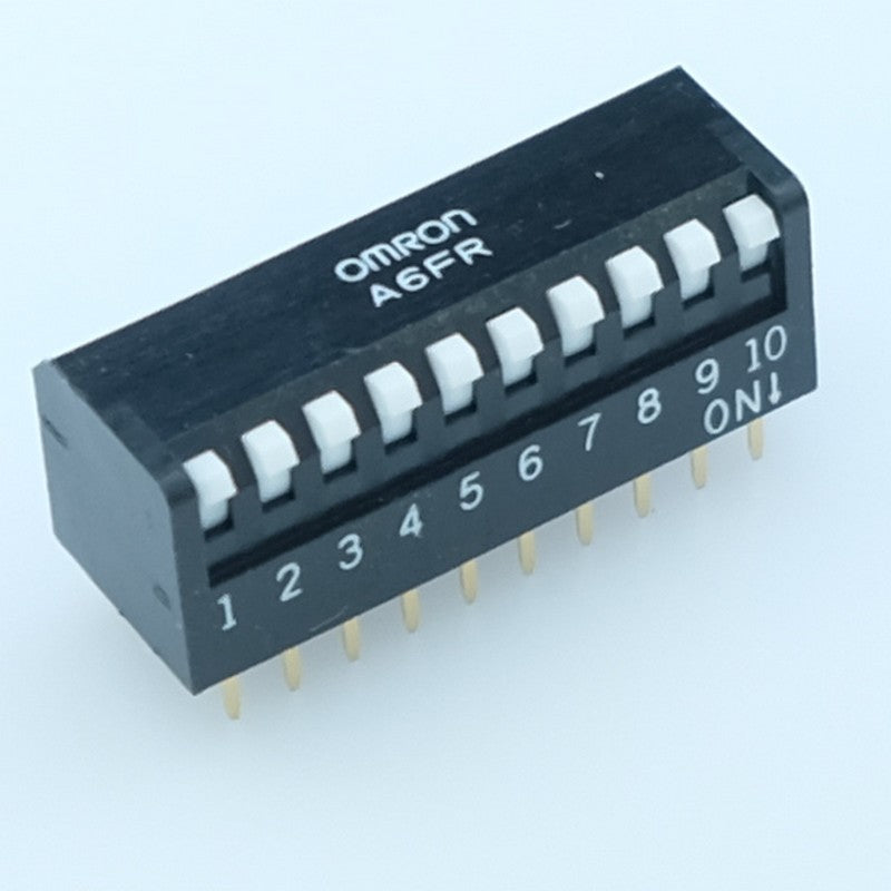 Dipswitch 10 positions piano SPST 25mA 24VDC 2.54mm A6FR-0101 Omron