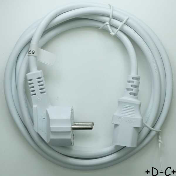 Cordon alimentation blanc longueur 2m00 3x0.75mm²