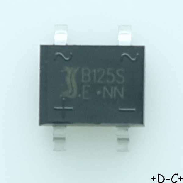 B125S Pont redresseur SMD 125VAC 250V 1A Diotec - Distri-Compo