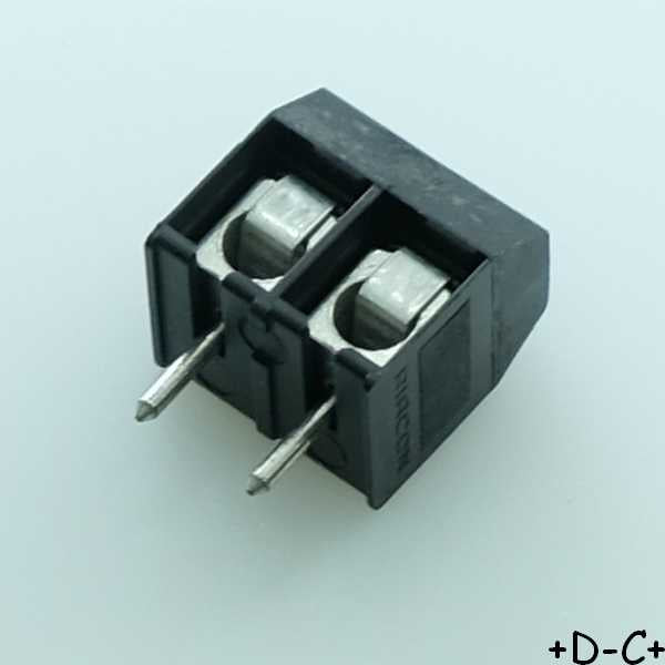 Bornier fil à carte 2 voies pas5.08mm 28AWG 2mm² par vis 101 Metz Connect