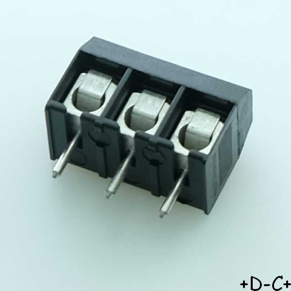 Bornier fil à carte 3 voies pas5.08mm 28AWG par vis 2mm² 101 Metz Connect