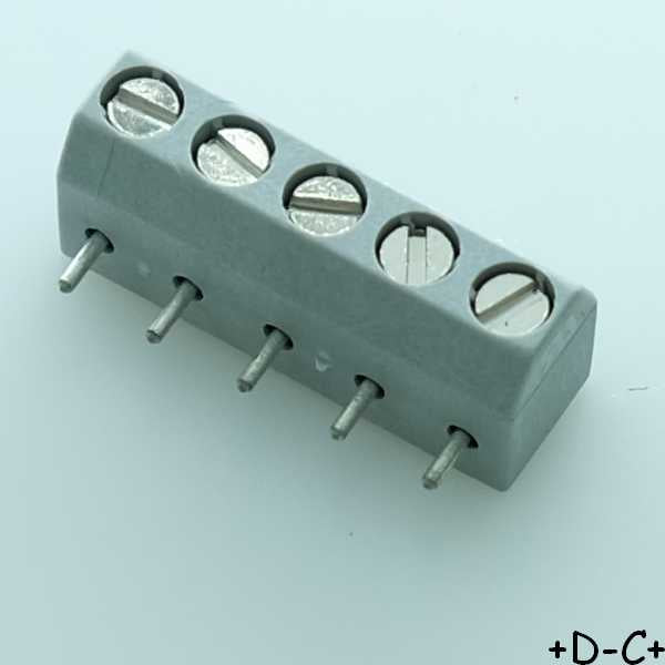 Bornier 5 voies coudé pas 5.08mm 15A 300V pour circuit imprimé