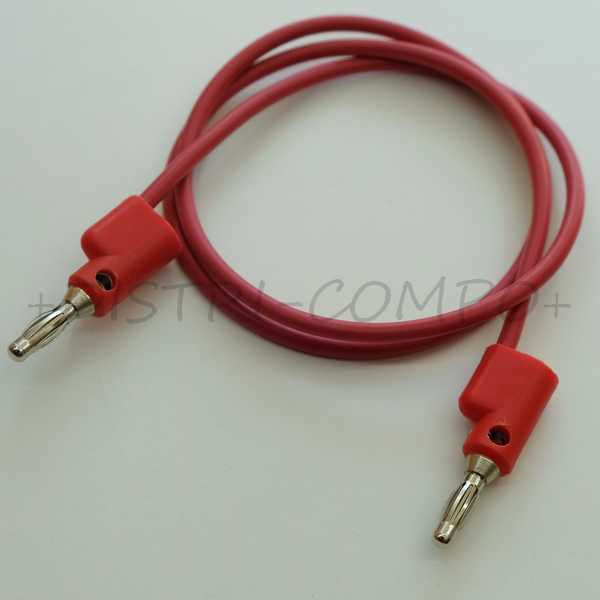 Cordon de test fiches bananes 4mm empilables 18AWG Rouge 60cm BU-PB24-2 Mueller - Distri-Compo