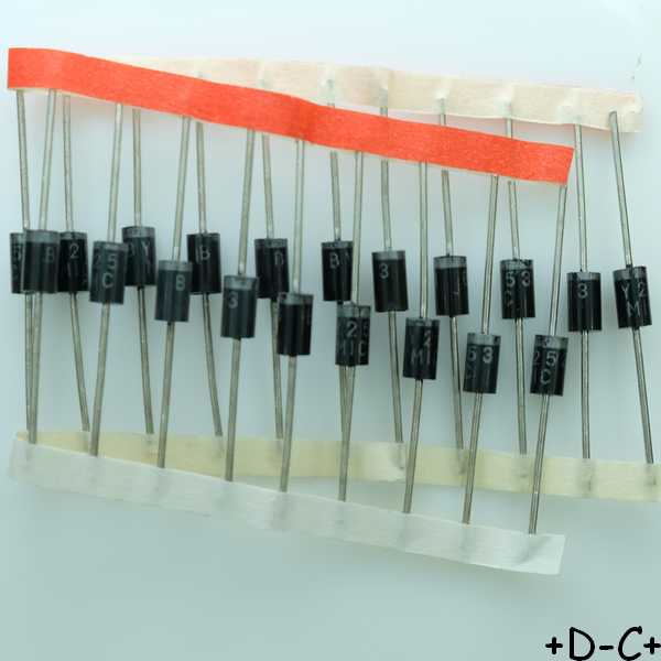 BY253 Diode redressement 600V 3A DO-201 (lot de 20)