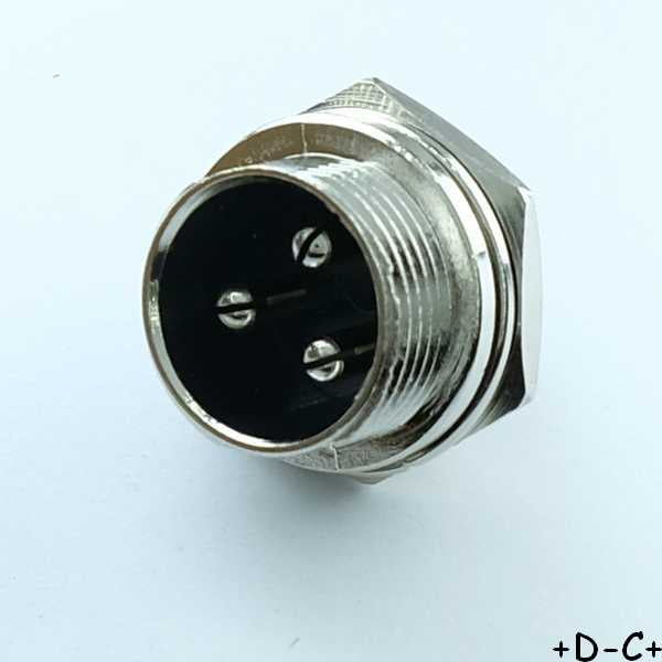 Embase 3 broches mâle microphone radio 7A 125V RND205-01364