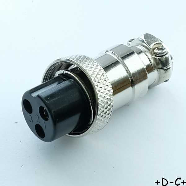 Fiche 3 broches femelle microphone radio 125V 7A RND205-01359