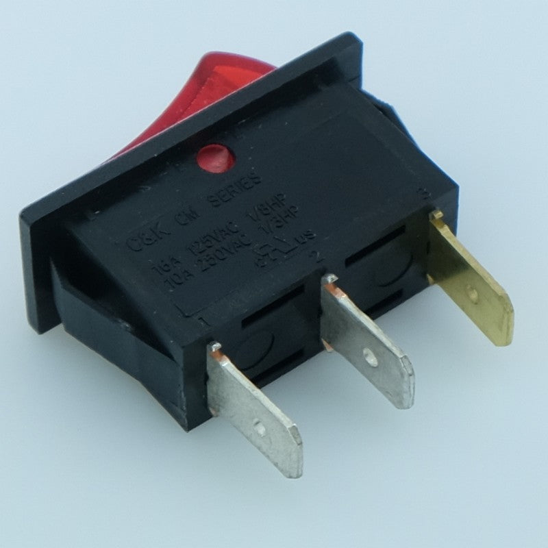 Commutateur à bascule ON-OFF SPST 125V 16A Voyant rouge CM102J3RS205QA8 CK - Distri-Compo