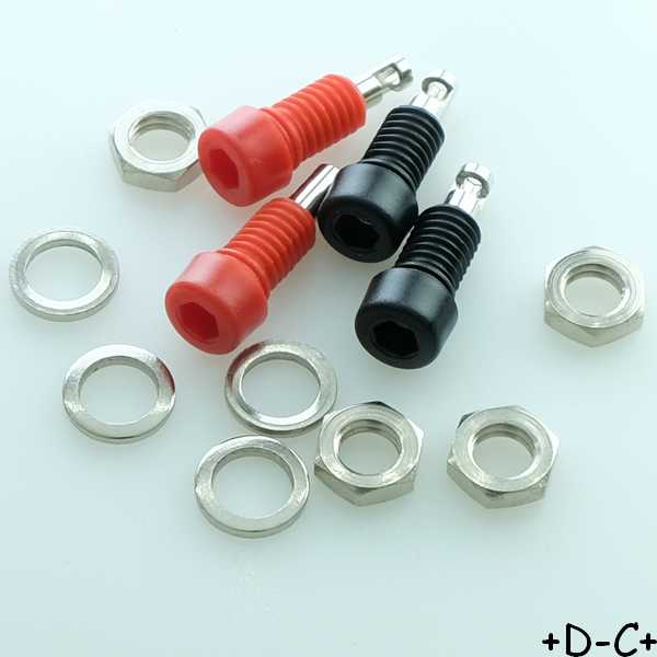 Douille châssis isolée 2mm noir et rouge Electro PJP (lot de 4 douilles)