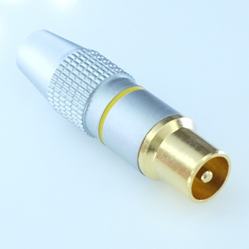 Fiche coaxiale mâle à souder 9.5mm métal HQ