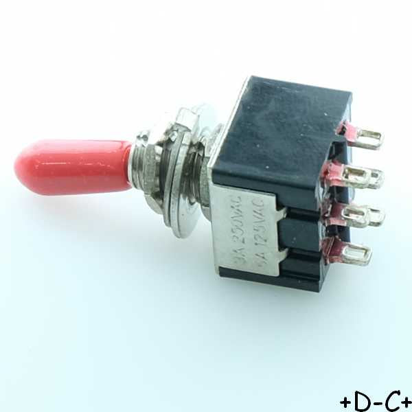 Commutateur à levier miniature bipolaire ON-ON 2A 250VAC 13x12x9mm cosses