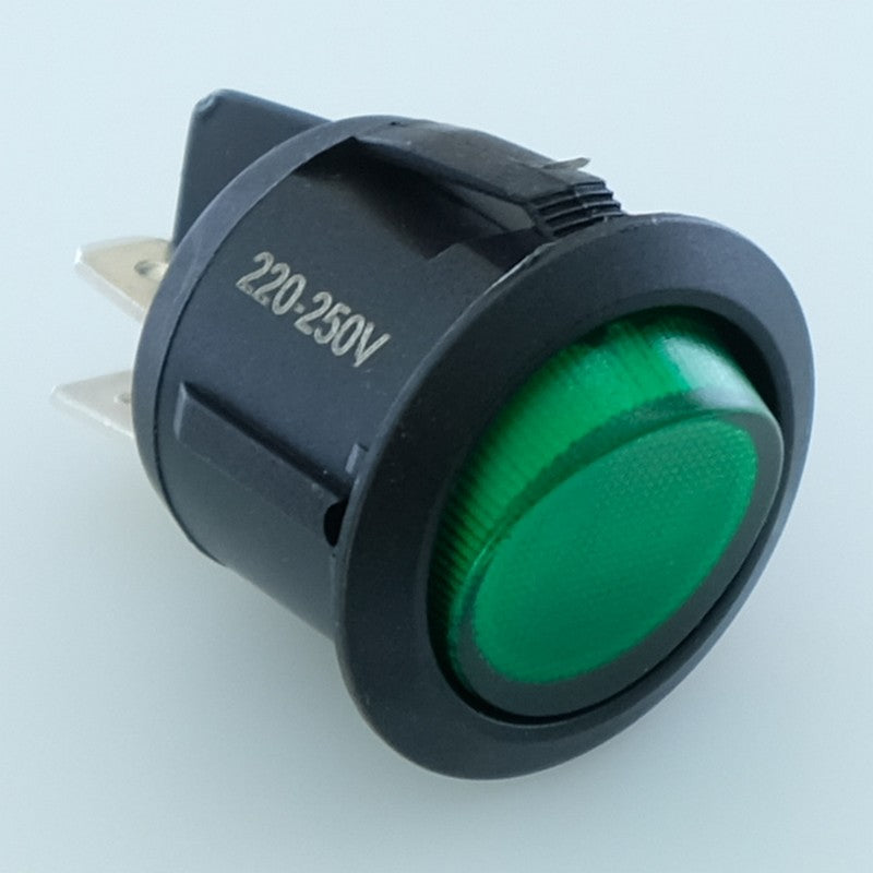 Interrupteur bascule rond 2x ON - OFF DPST 250V 10A voyant vert - Distri-Compo