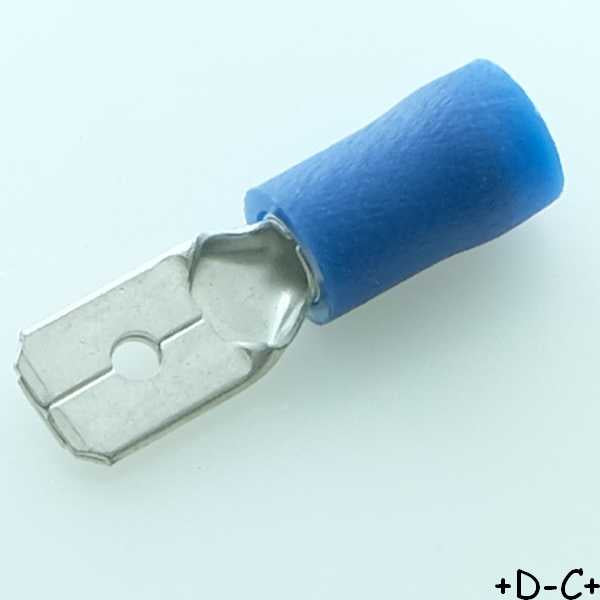 Cosse plate mâle 6.3x0.8mm a sertir bleue RND