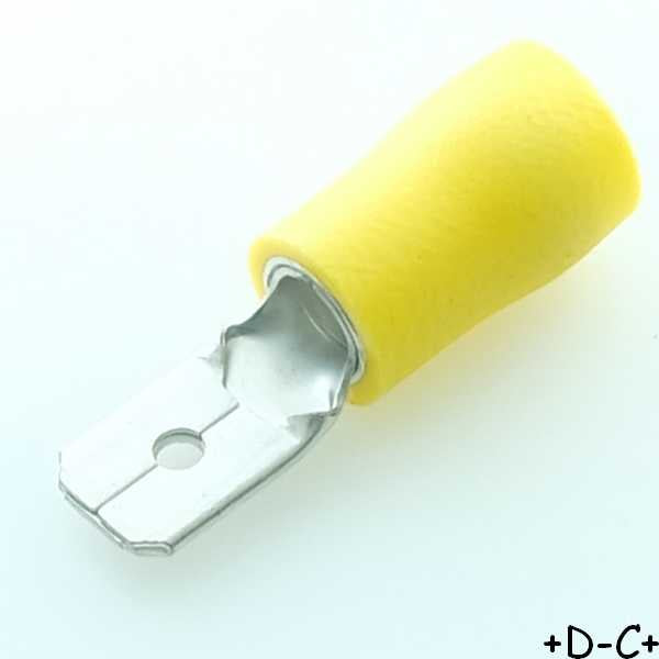 Cosse plate male 6.3x0.8mm a sertir jaune RND