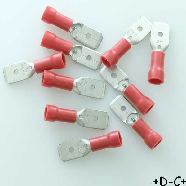 Cosse mâle 6.3x0.8mm rouge 0.5-1.5mm (lot de 10)