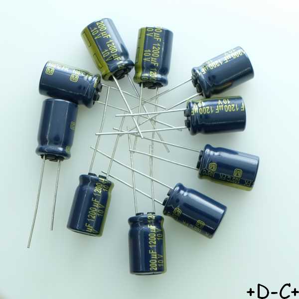 Condensateur 1200µF 10V 10x16mm pas5 105° FK-A 4000h Panasonic EEUFK1A122 (lot de 10)