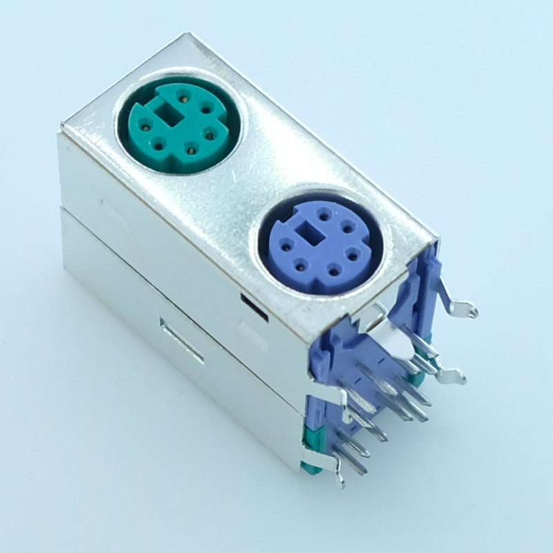 Embase double mini-DIN 6 broches femelle blindée circuit imprimé