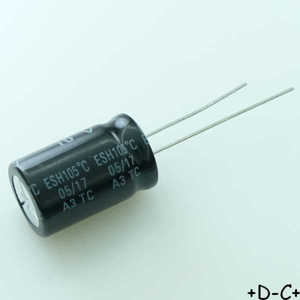 Condensateur 10µF 250V 10x20mm pas5 105° 20% ESH Kemet