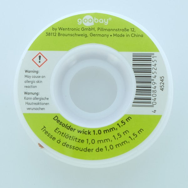 Tresse à dessouder cuivre 1mm 1m50 45245 Goobay