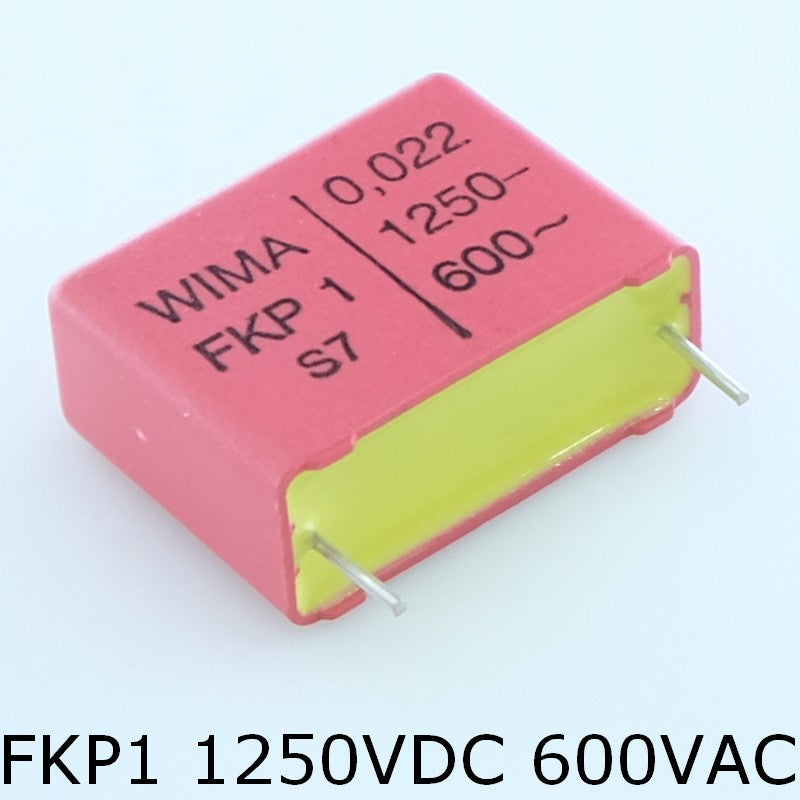 Condensateur impulsion FKP1 22nF 1250VDC 600VAC 10.5x20.5x26.5mm pas22 5% Wima - Distri-Compo