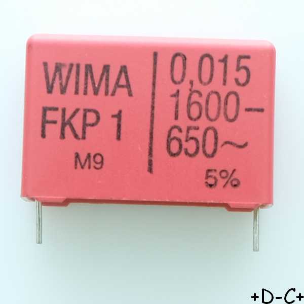 Condensateur impulsion FKP1 15nF 1600VDC 650VAC 11x21x31.5mm pas27.5 5% Wima