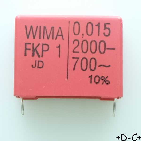 Condensateur impulsion FKP1 15nF 2000VDC 700VAC 13x24x31.5mm pas27.5 10% Wima