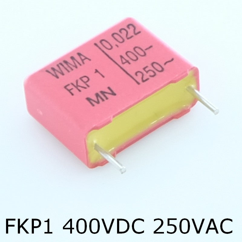 Condensateur impulsion FKP1 22nF 400VDC 250VAC 7x14x18mm pas15mm 5% Wima - Distri-Compo