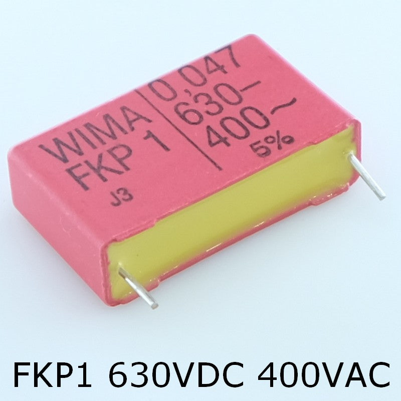 Condensateur impulsion FKP1 47nF 630VDC 400VAC 9x19x31.5mm pas27.5 5% Wima - Distri-Compo