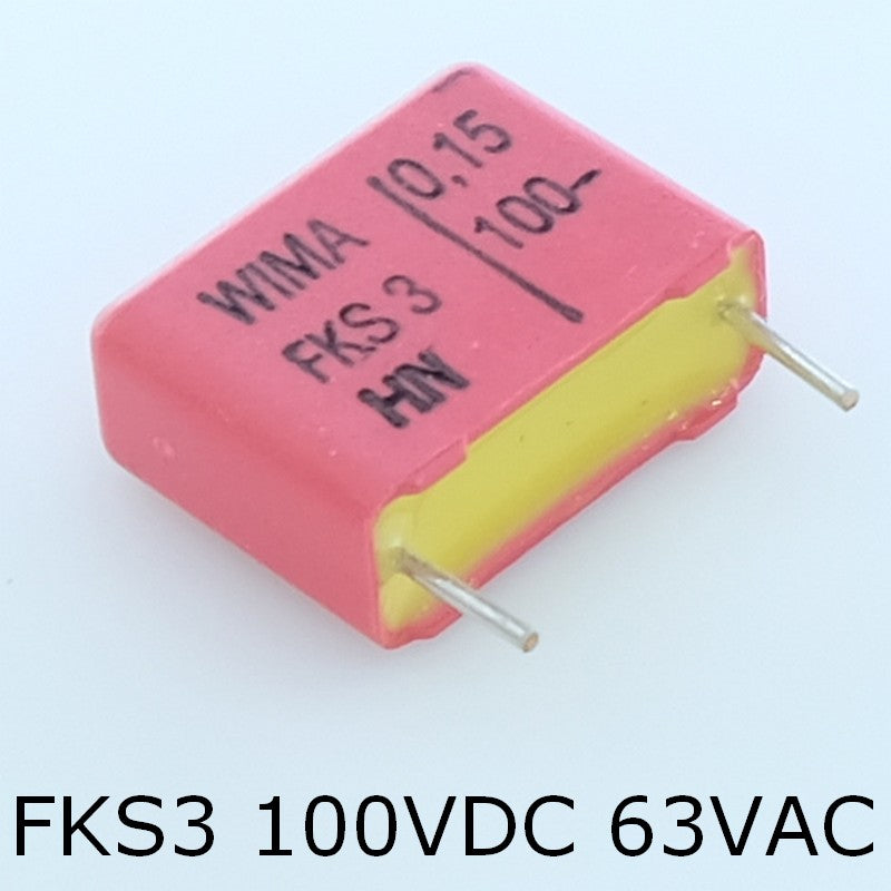 Condensateur FKS3 150nF 100VDC 63VAC pas 15mm