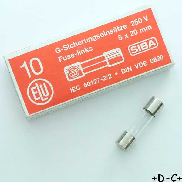 Fusible 500mA rapide 5x20mm verre 250V Siba (boite de 10)
