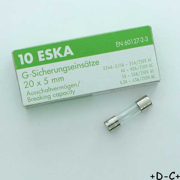 Fusible 1.25A temporisé 5x20mm verre 250V ESKA (boite de 10)