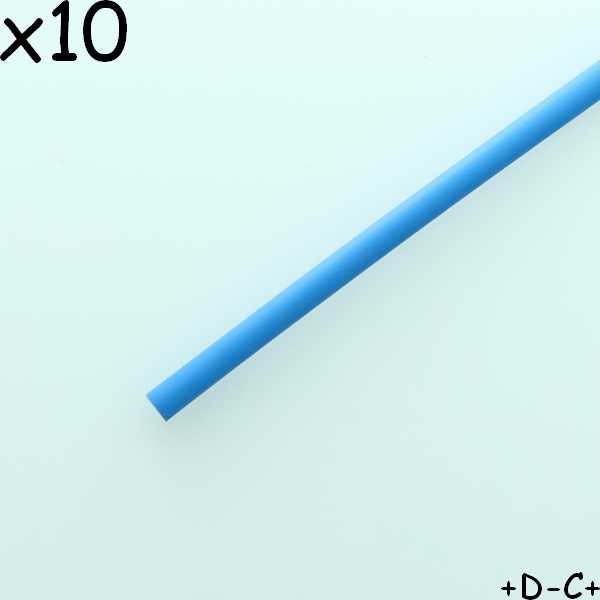 Gaine thermorétractable 2.4mm bleue 2:1 polyoléfine 10cm 600V 125° (lot de 10) - Distri-Compo