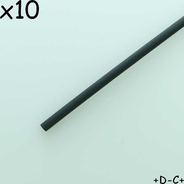 Gaine thermorétractable 2.4mm noire 2:1 polyoléfine 10cm 600V 125° (lot de 10) - Distri-Compo