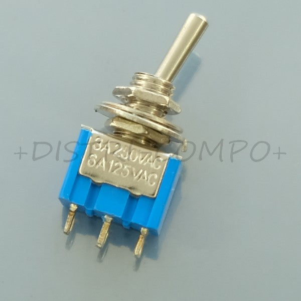 Commutateur à levier ON-OFF-ON SPDT 3A 205V cosses 12.9x8x33 Goobay 10022