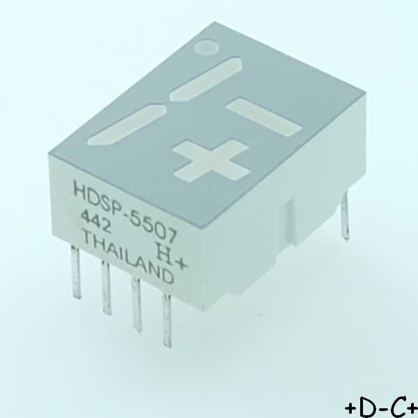 HDSP-5507 Afficheur 7 segments rouge 20mA 2.1V 14.22mm