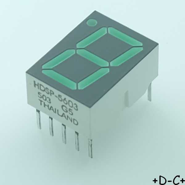 HDSP-5603 Afficheur LED 7 segments vert 10mA 2.1V - Distri-Compo