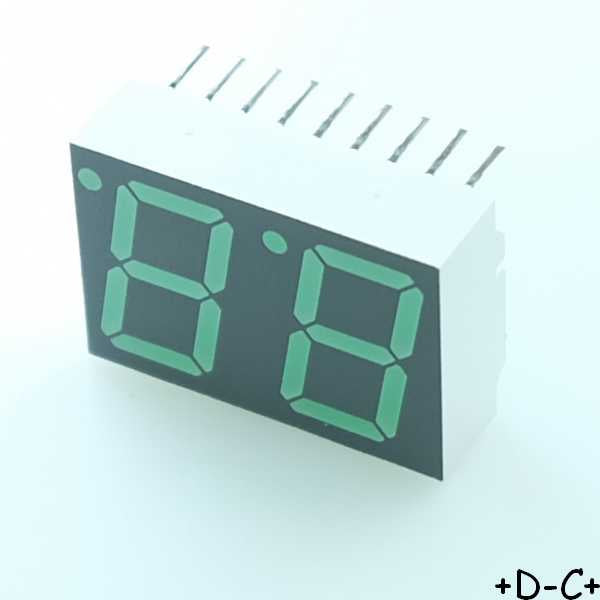 HDSP-5621 Afficheur LED 7 segments double vert 10mA 2.1V - Distri-Compo