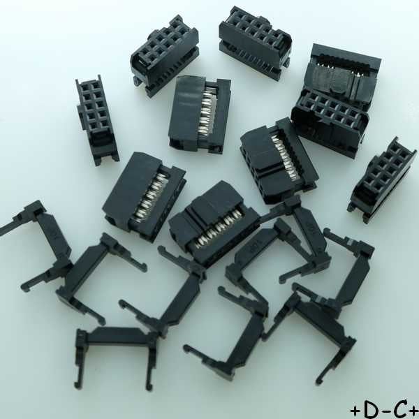 Connecteur HE10 10 points femelle barre antitraction pas 1.27mm (lot de 10)