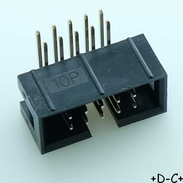 Connecteur HE10 10 points male coudé 2.54mm