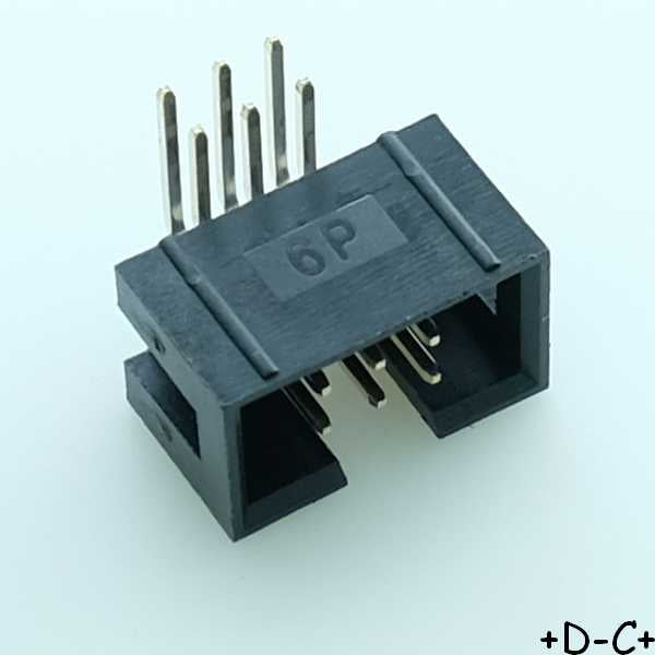 Connecteur HE10 6 points male coudé 2.54mm