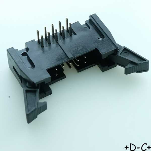 Connecteur HE10 10 points mâle coudé verrouillage 2.54mm