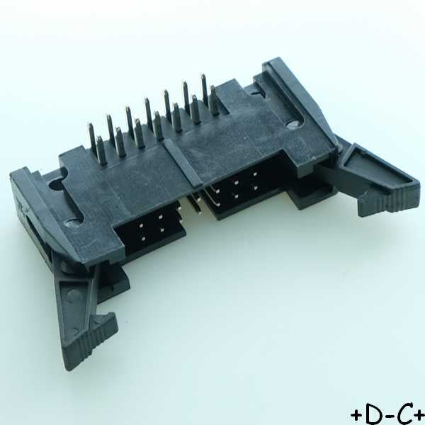 Connecteur HE10 14 points male coudé verrouillage 2.54mm