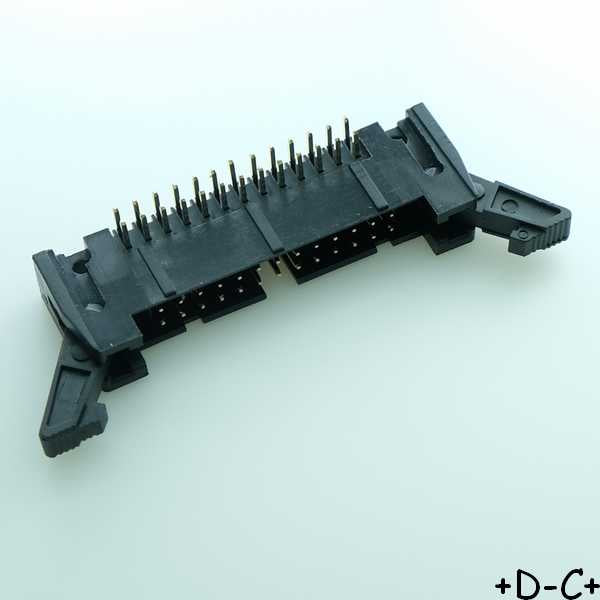 Connecteur HE10 26 points mâle coudé verrouillage 2.54mm