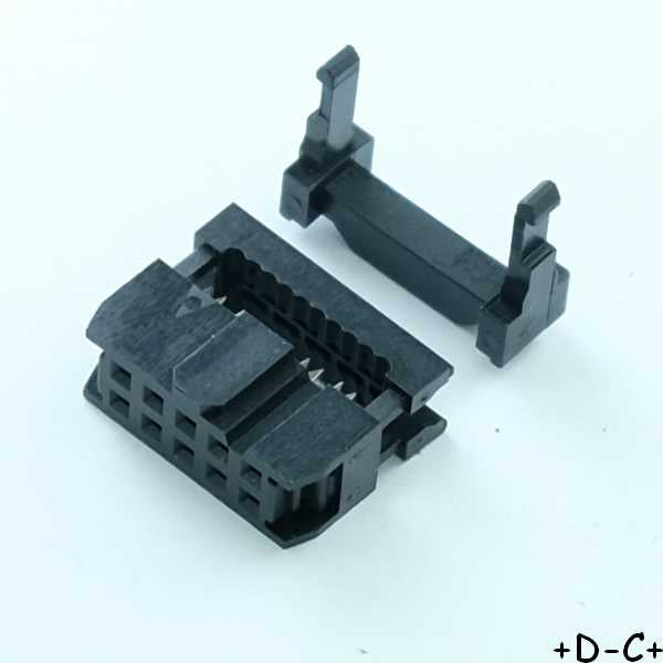 Connecteur HE10 10 points femelle barre antitraction pas2.54 DIN41651