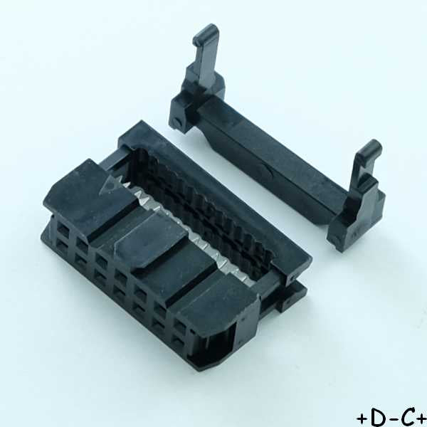 Connecteur HE10 14 points femelle barre antitraction pas2.54 DIN41651