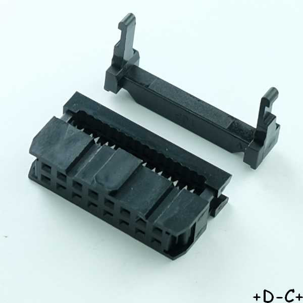 Connecteur HE10 16 points femelle barre antitraction pas2.54 DIN41651